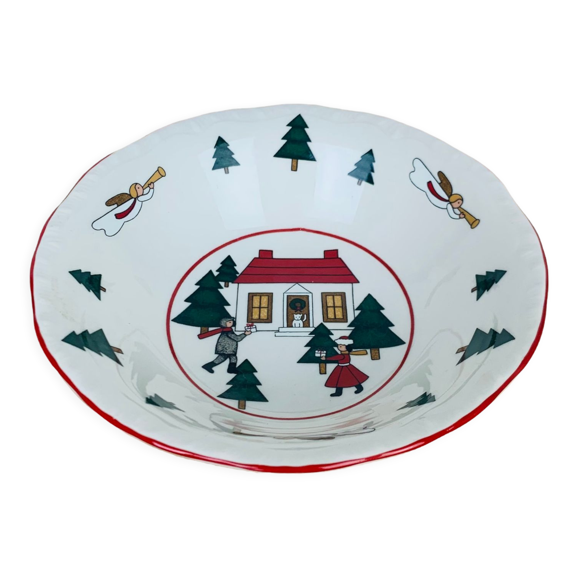 Empty pocket bowl Mason's Christmas Village ironstone
