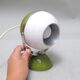 Lampe boule italienne blanc et kaki années 70