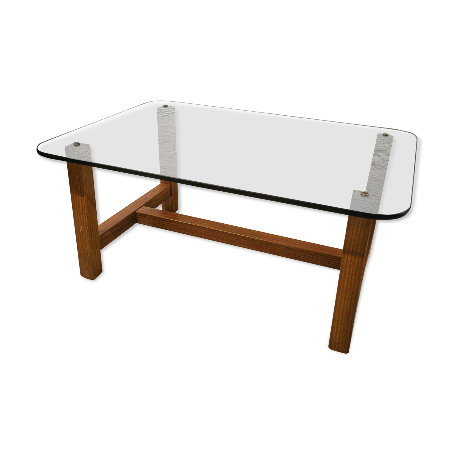 Table basse bois et verre fumé