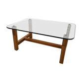 Table basse bois et verre fumé
