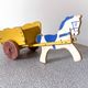 Horse cart and cart, old wooden pull toy.