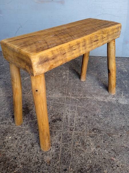 Bench / stool 50 cm old solid wood with patina