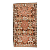 Tapis kilim persan géométrique rouge pâle et marron 5x10, 170x310 cm