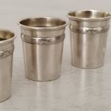 Liquor service crystal carafe glasses silver metal