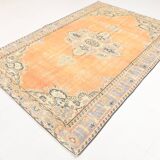 6x9 Vintage Pale Orange Oushak Handmade Vintage Rug, 176x260 Cm