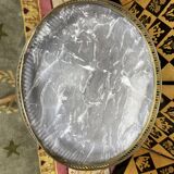 Tripod pedestal table with gallery and marble