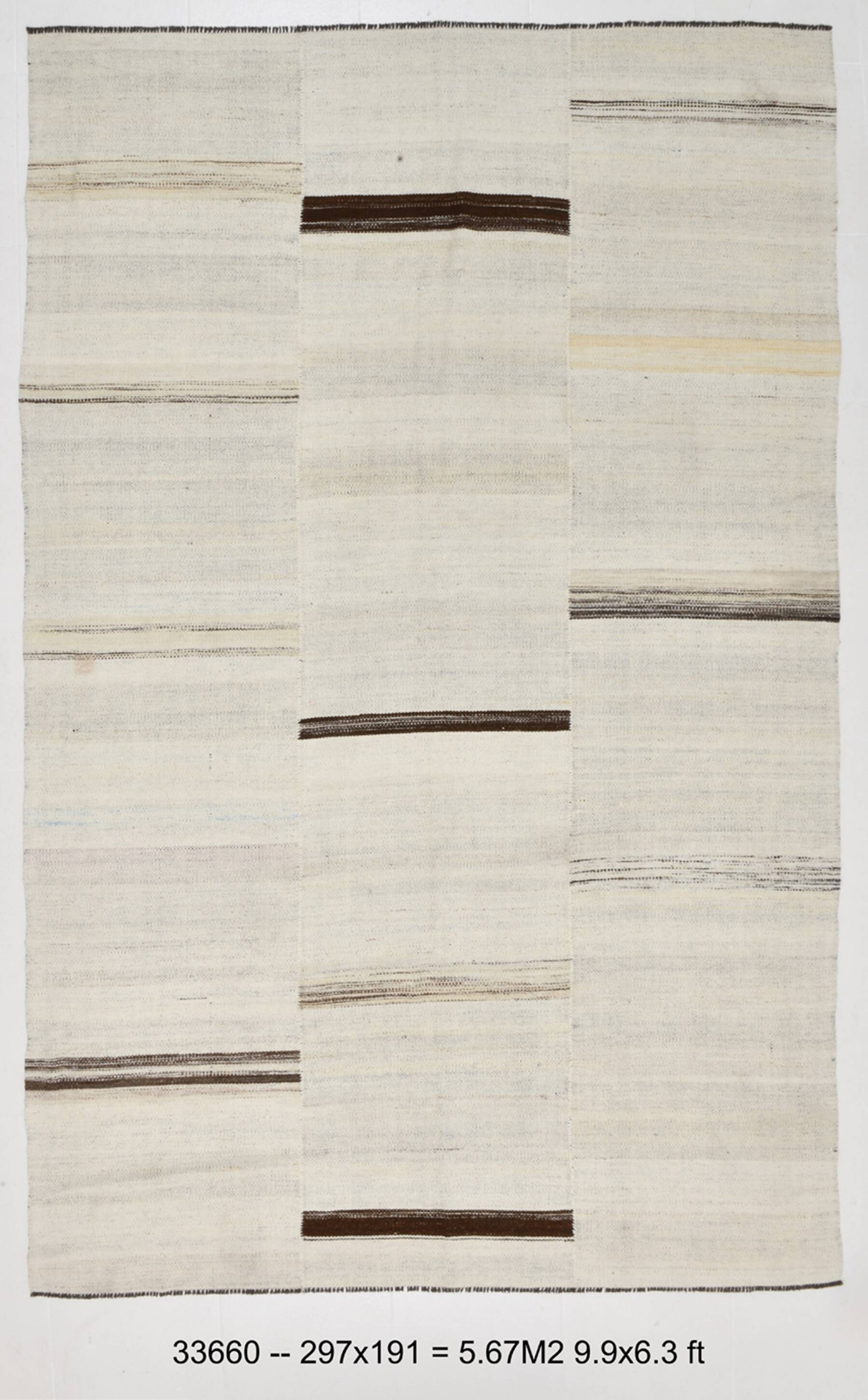 6x10 Brown&Beige Turkish Wool Kilim Rug,Handmade Vintage Rug,191x297Cm