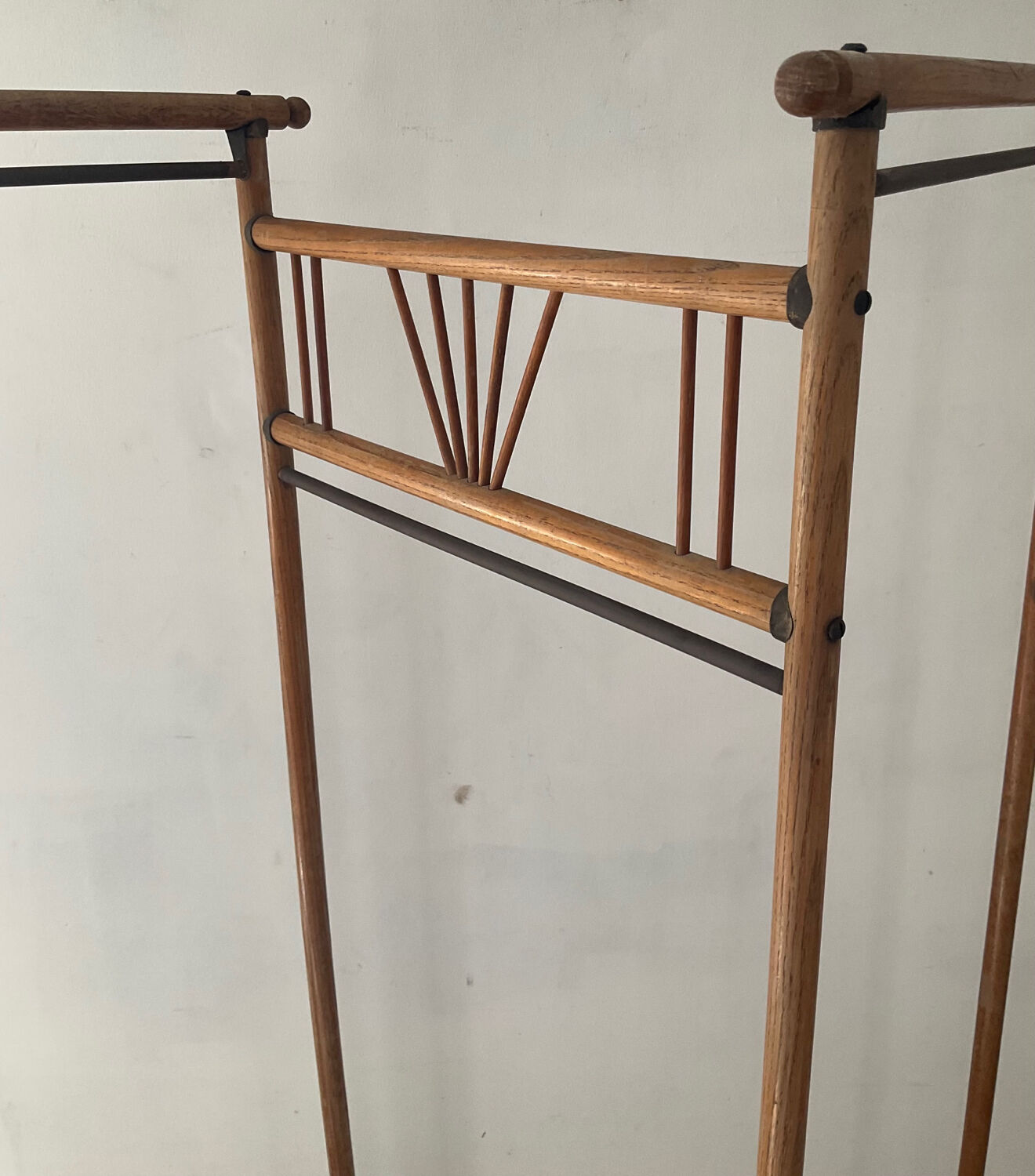 Paravent vintage des années 60 en bois et rotin