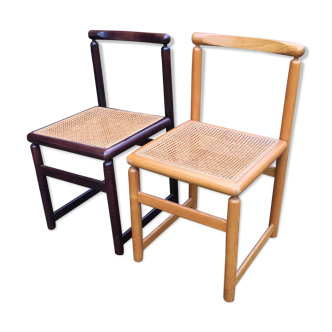 Lot de deux chaises scandinaves cannée