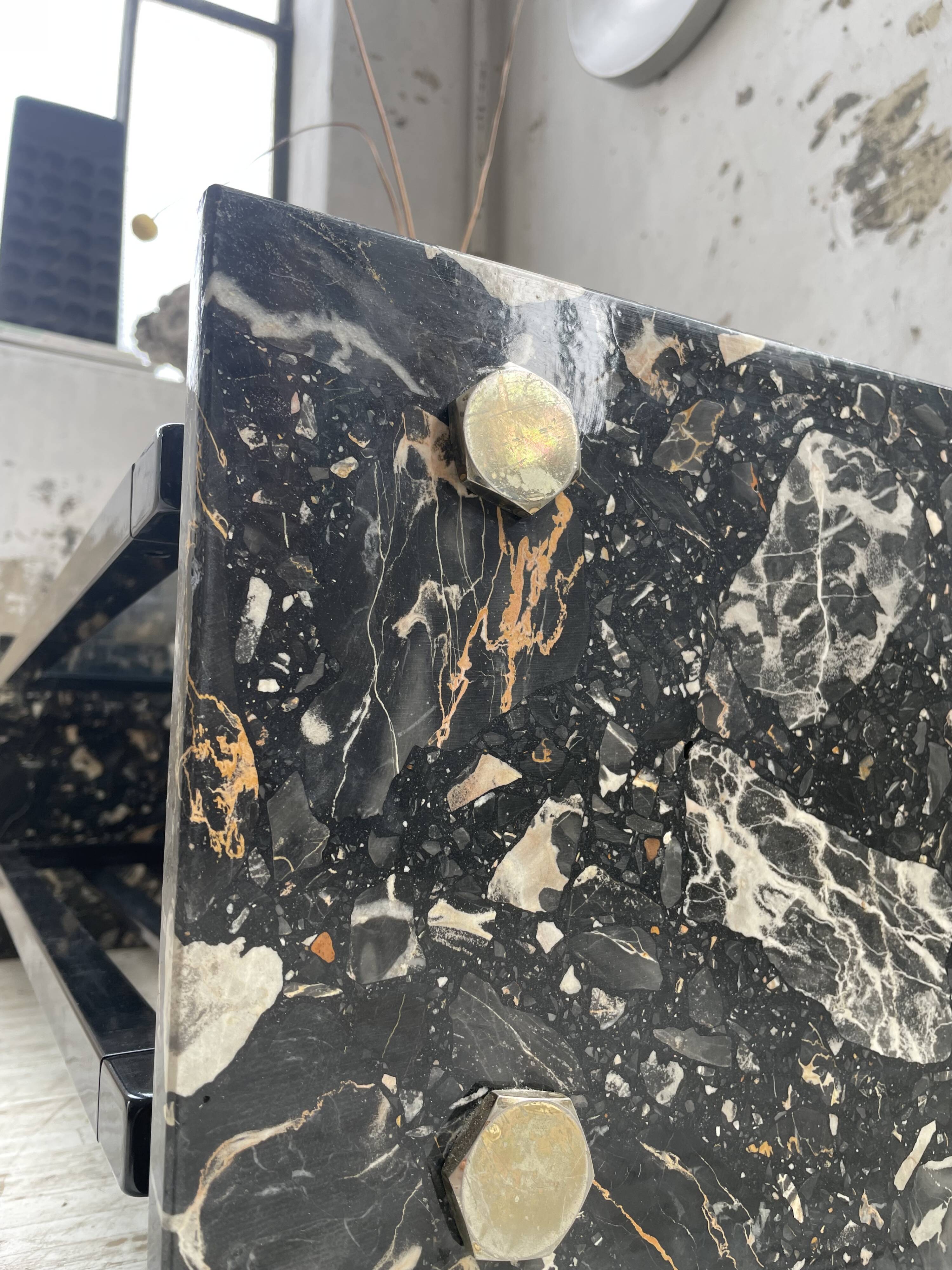 80s Italian marble and glass coffee table