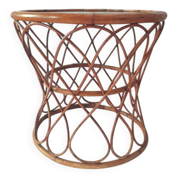 Table d'appoint en rotin, années 1970
