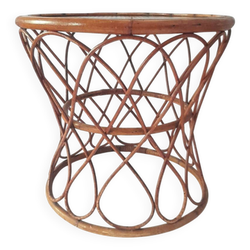 Table d'appoint en rotin, années 1970