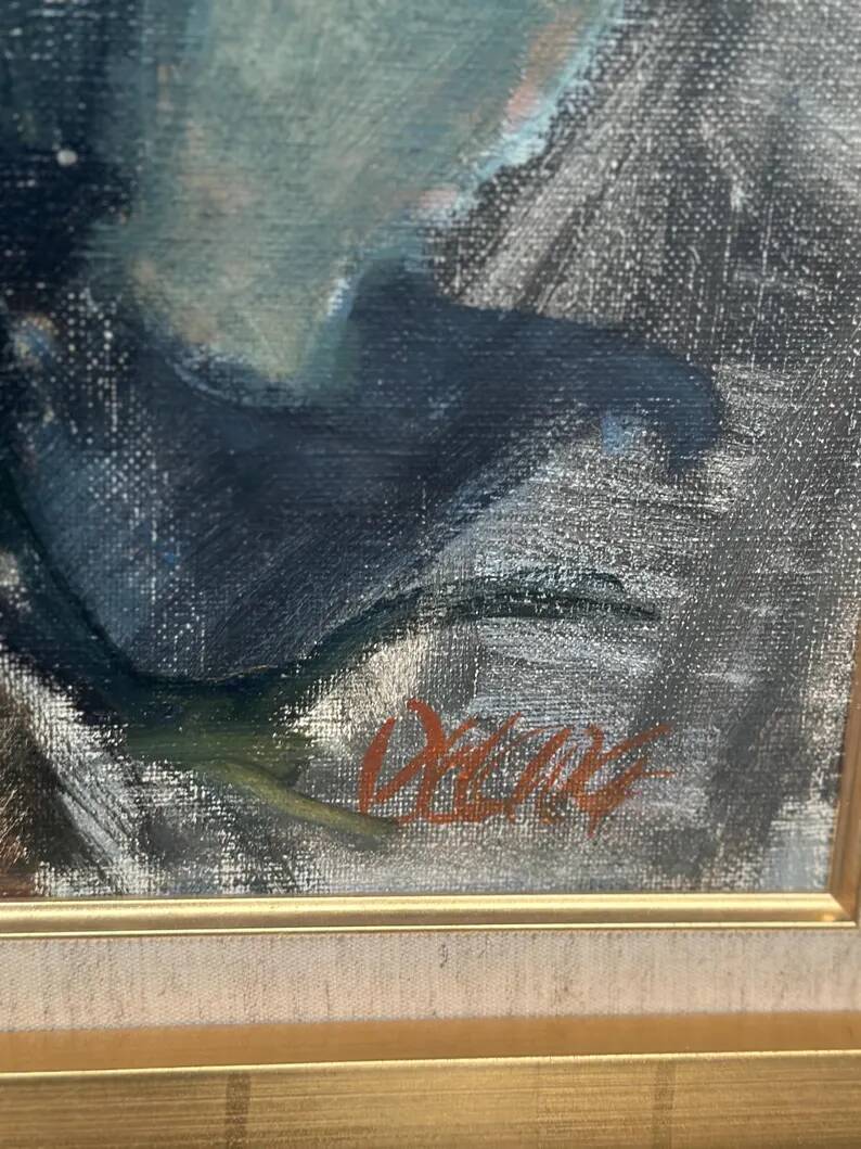 Large Original Swedish Oil on Canvas – “Storm Clouds Bohuslän” by Stig Delang – Signed – Vintage & Framed