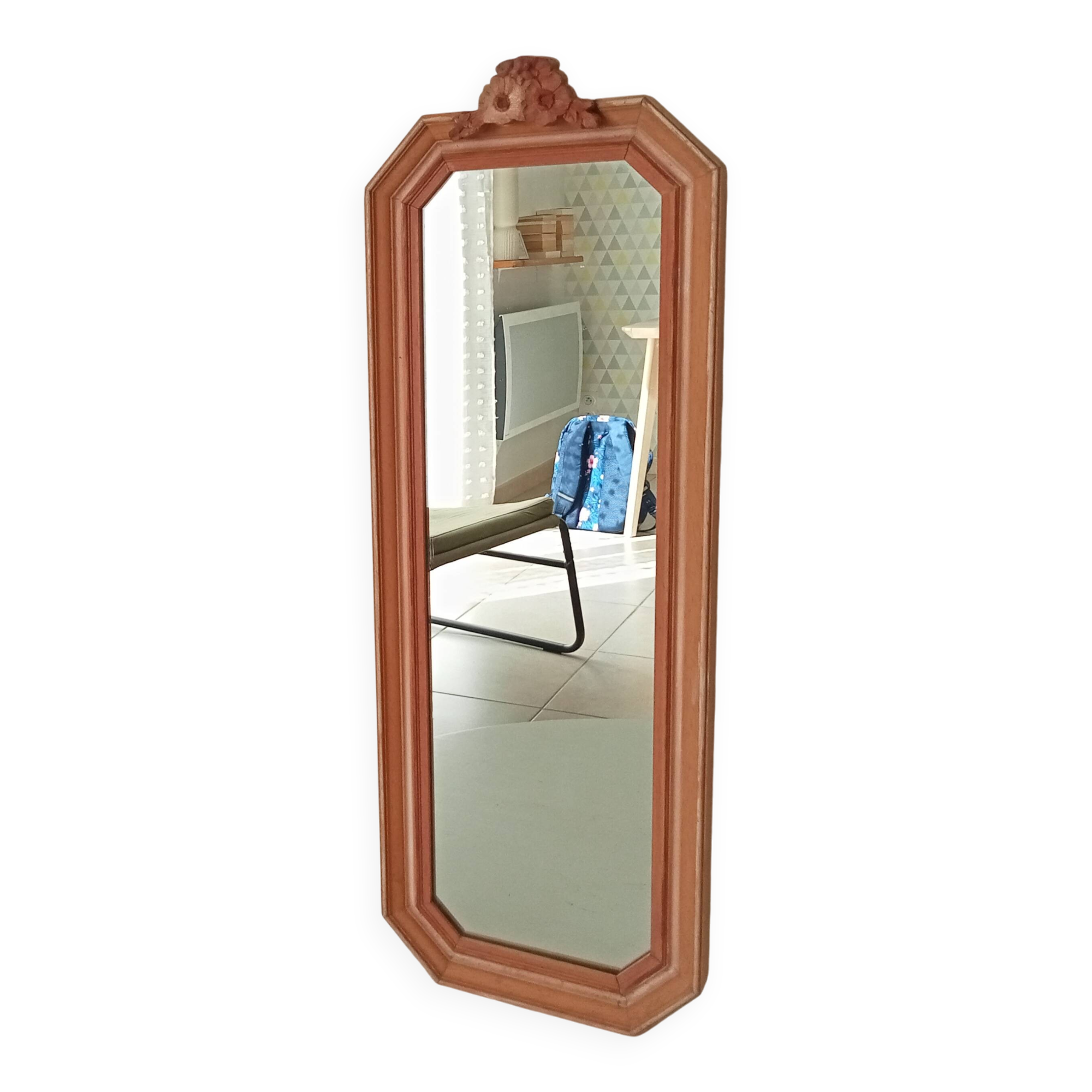 Miroir vintage octogonale avec fronton