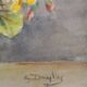 Watercolor painting bouquet of flowers signed old