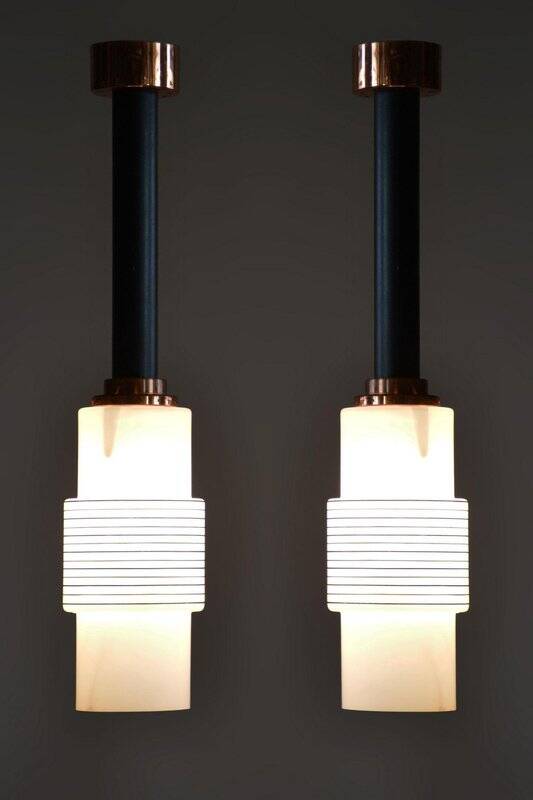 Mid-Century Steel Chandeliers from Drukov, Czech, 1950s