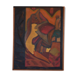 Tableau contemporain abstrait coloré huile