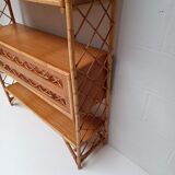 Bibliotheque étagère rotin vintage
