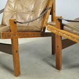 BRUKSBO / vintage Hunter safari easy chairs (2) / Torbjørn Afdal / Norway 1960s