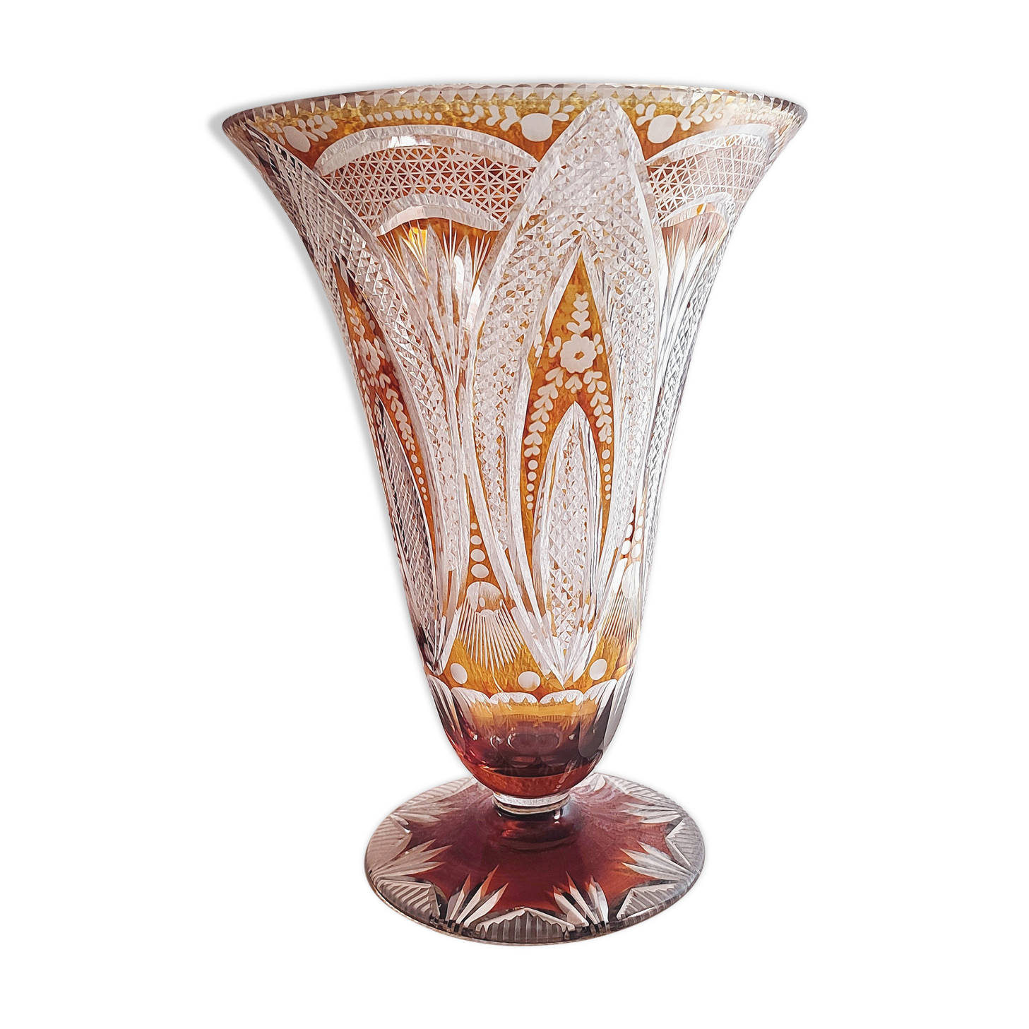 Bohemian glass vase. Czech Republic 1980s.