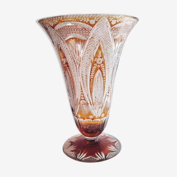 Bohemian glass vase. Czech Republic 1980s.