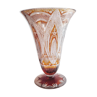 Bohemian glass vase. Czech Republic 1980s.