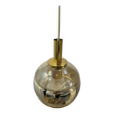Peil & Putzler smoked glass and brass pendant lamp, 1970s