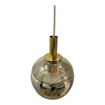 Peil & Putzler smoked glass and brass pendant lamp, 1970s