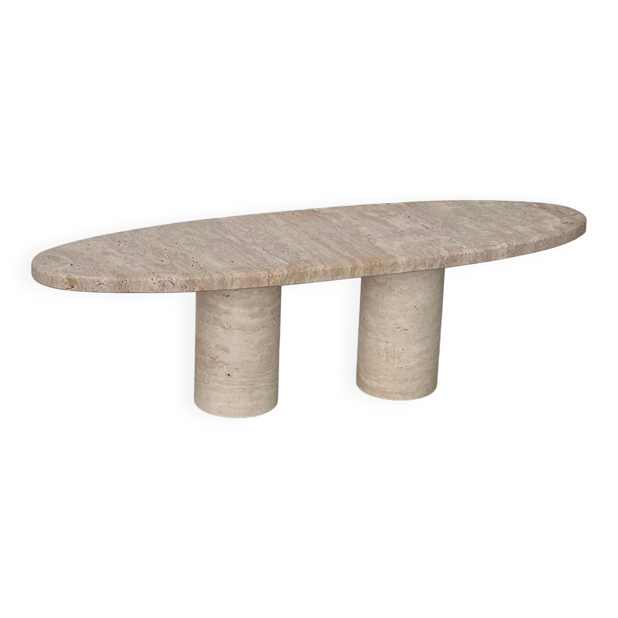 Oval travertine coffee table