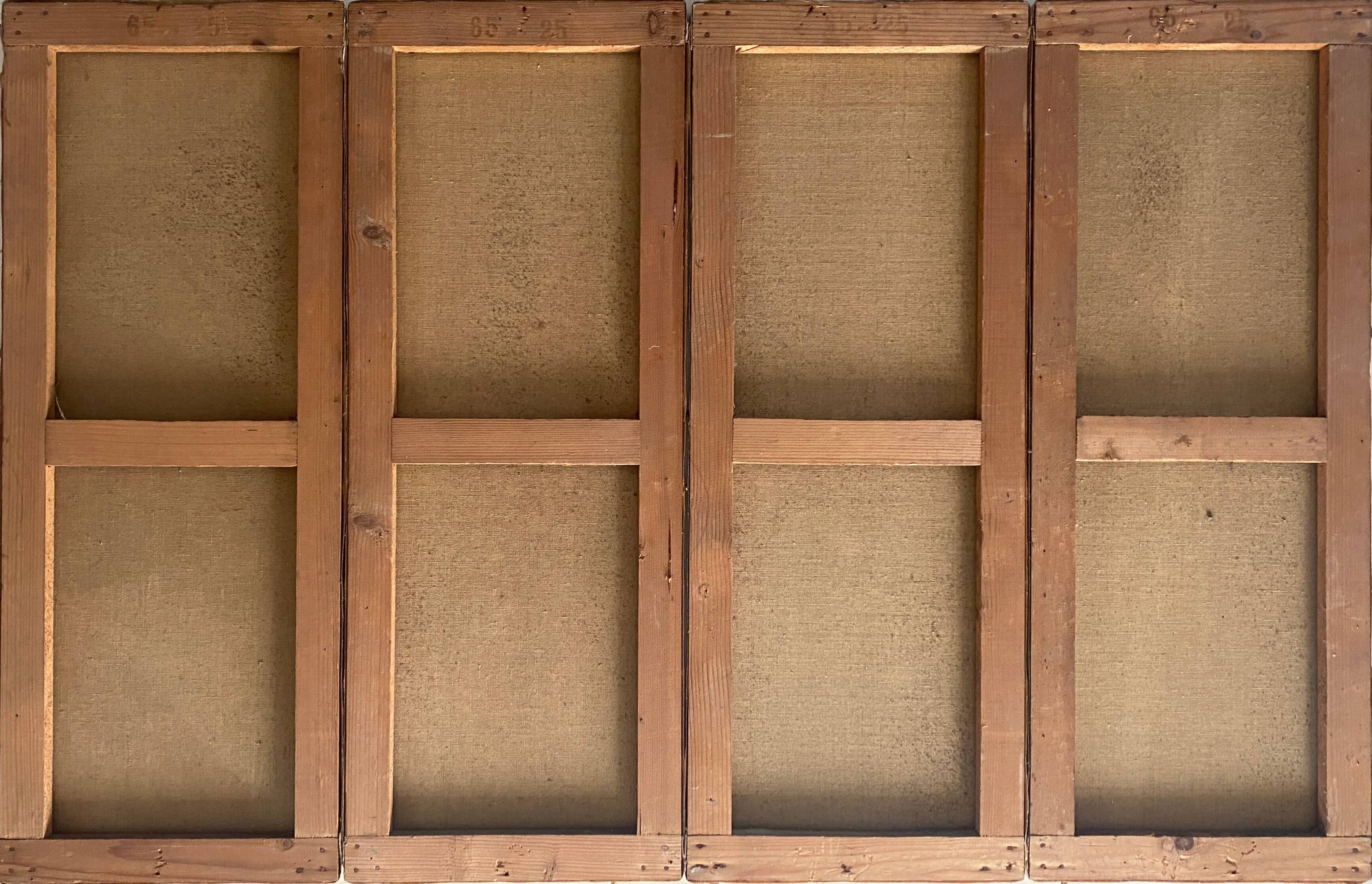 Suite of 4 paintings HST "The four seasons" by L. Lartigan XIX° / XX°