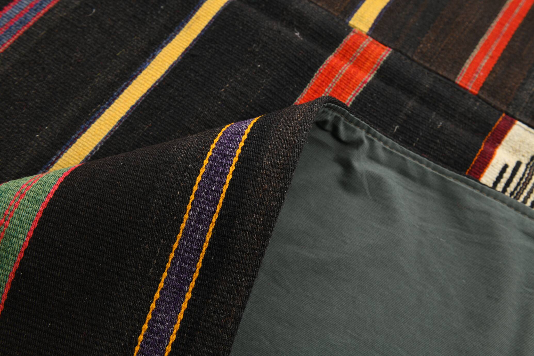 7x9 Multicolor Striped Pattern Kilim Rug, 215x280Cm