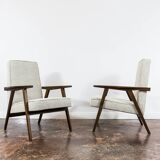 Paire de fauteuils beiges vintage 1960