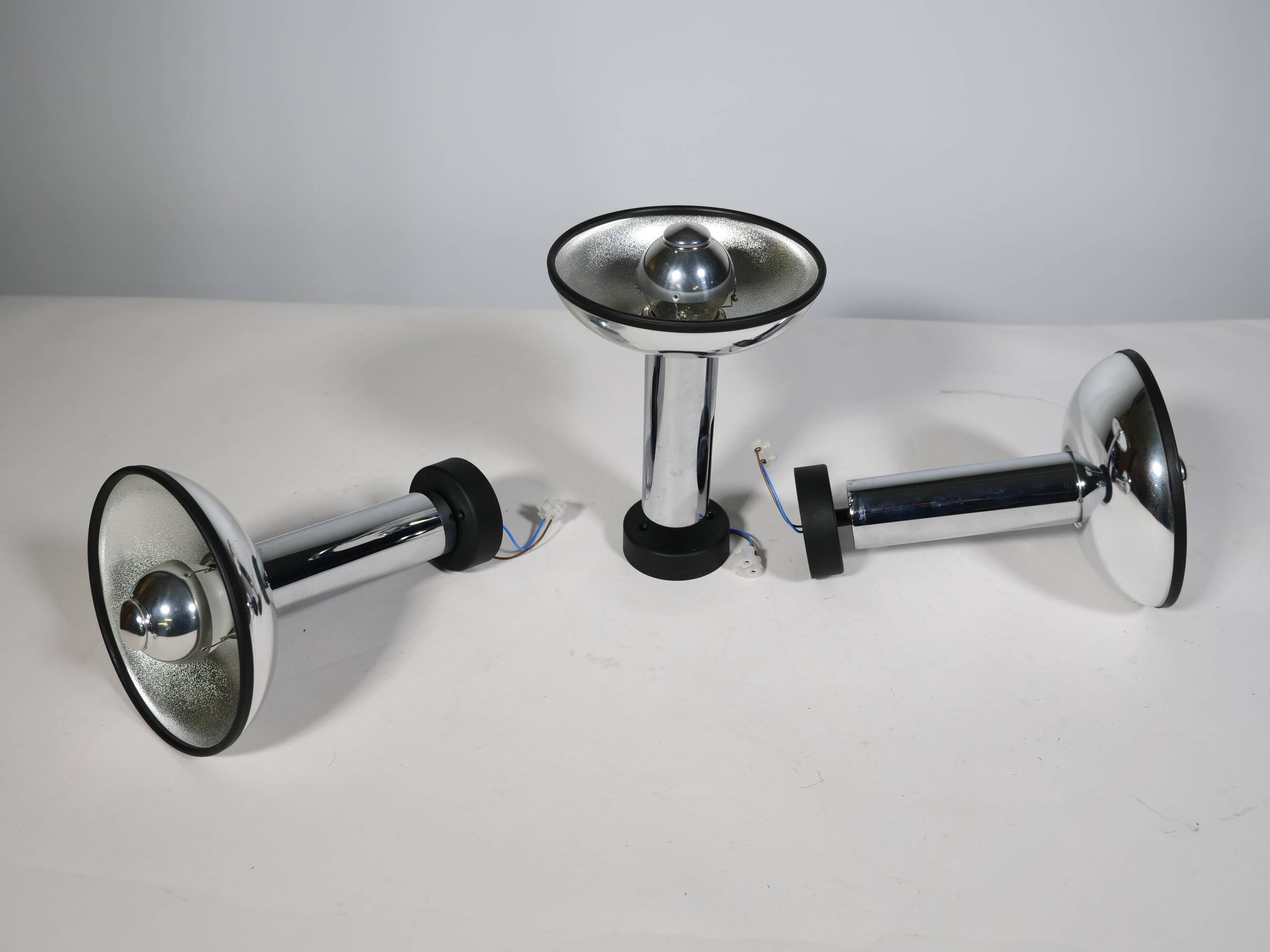 Space Age Chrome Wall Lamps by Staff, Set of 3, 1970s