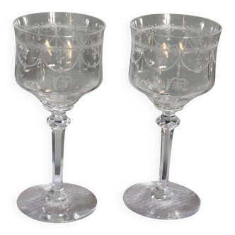 2 Crystal Saint Louis water glasses model Anvers - Antique from 1908