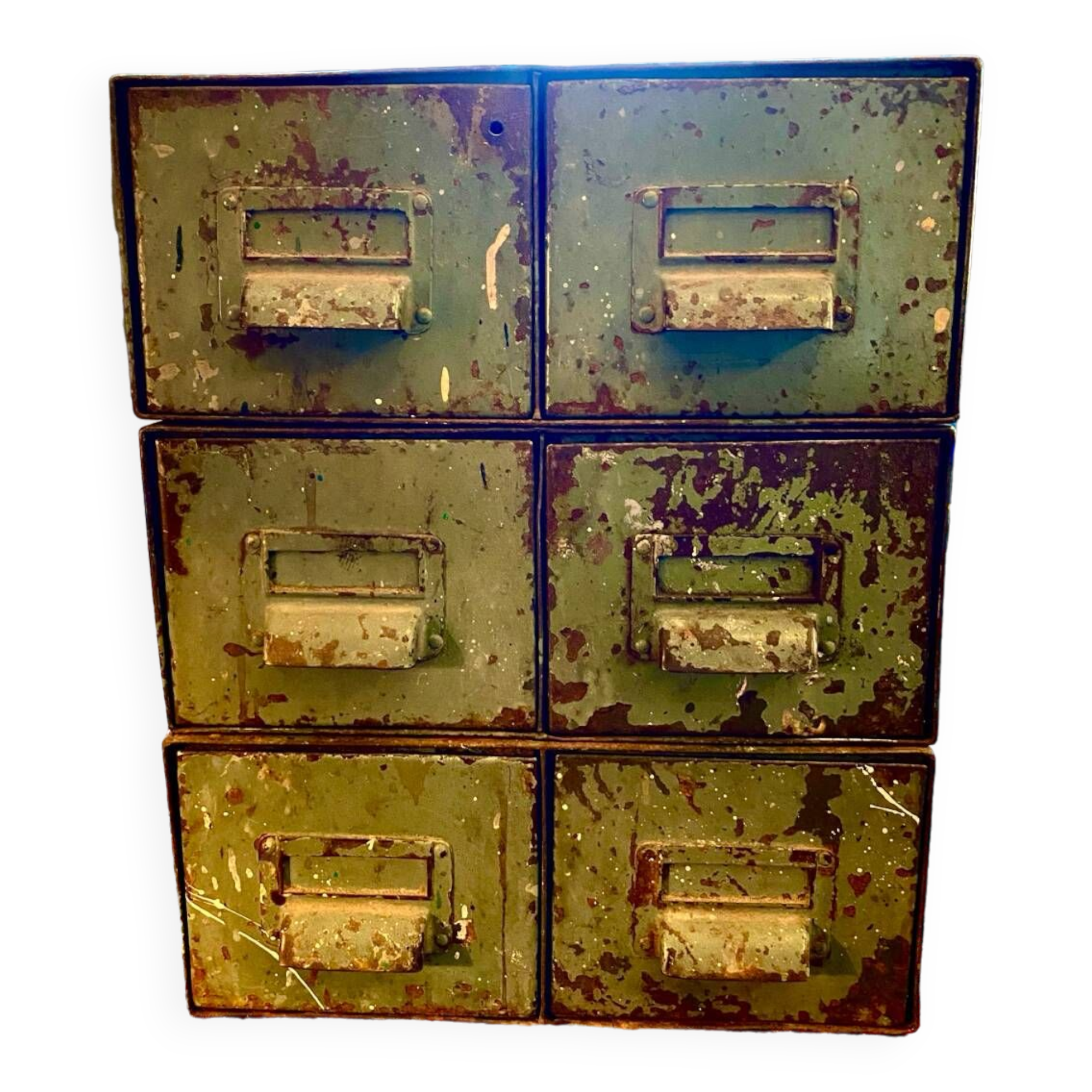 Set of 3 double industrial metal storage lockers