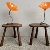Pair of brutalist tripod stools