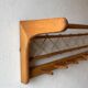 Vintage oak wall coat rack with braided cord 1960s