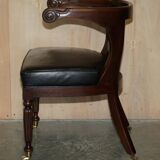 Original Regency office chair in leather and hardwood, style 1815.