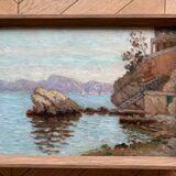 Huile sur bois Baie en Méditerranée