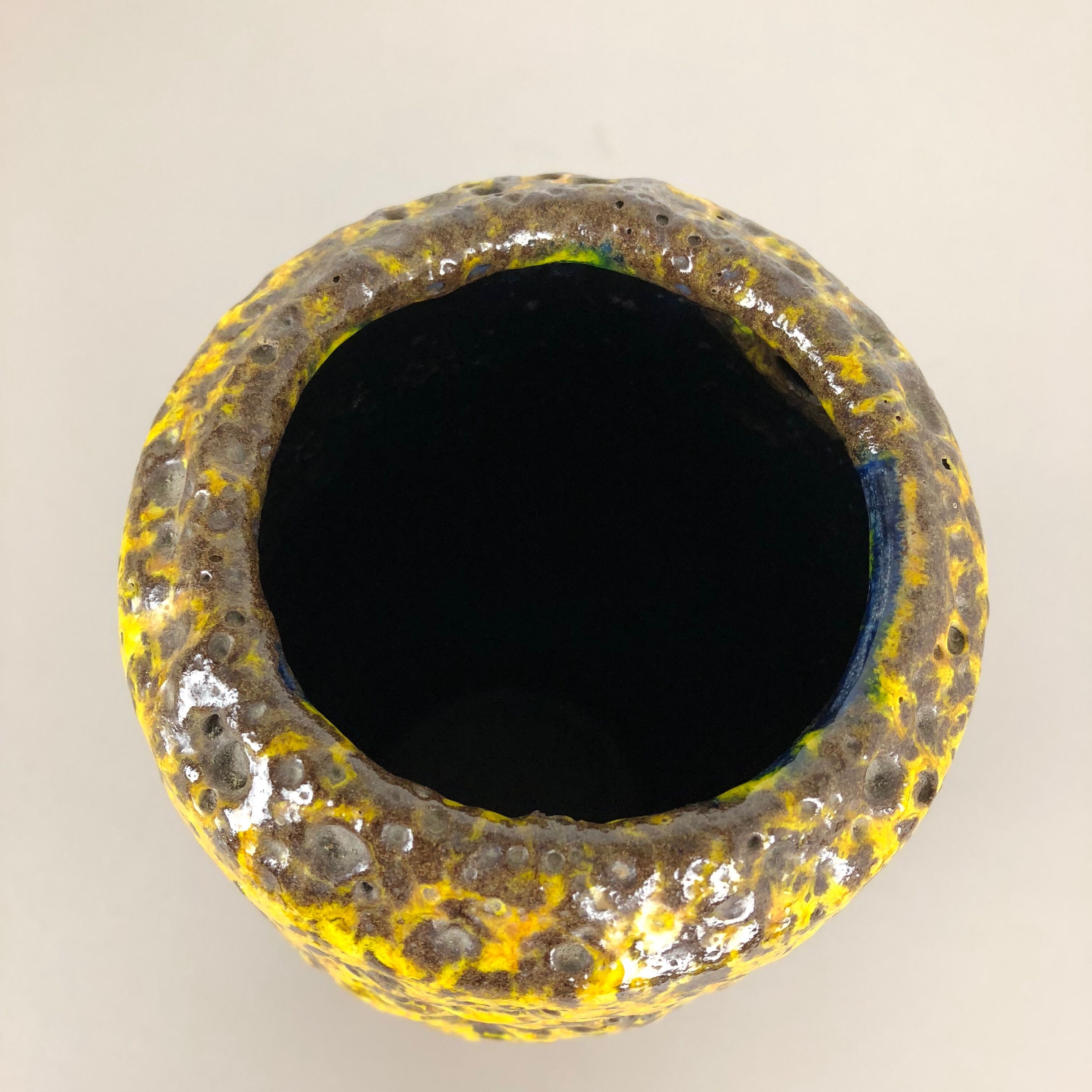 Pottery Super Yellow Color Fat Lava Multi-Color Vase Scheurich WGP, 1970s