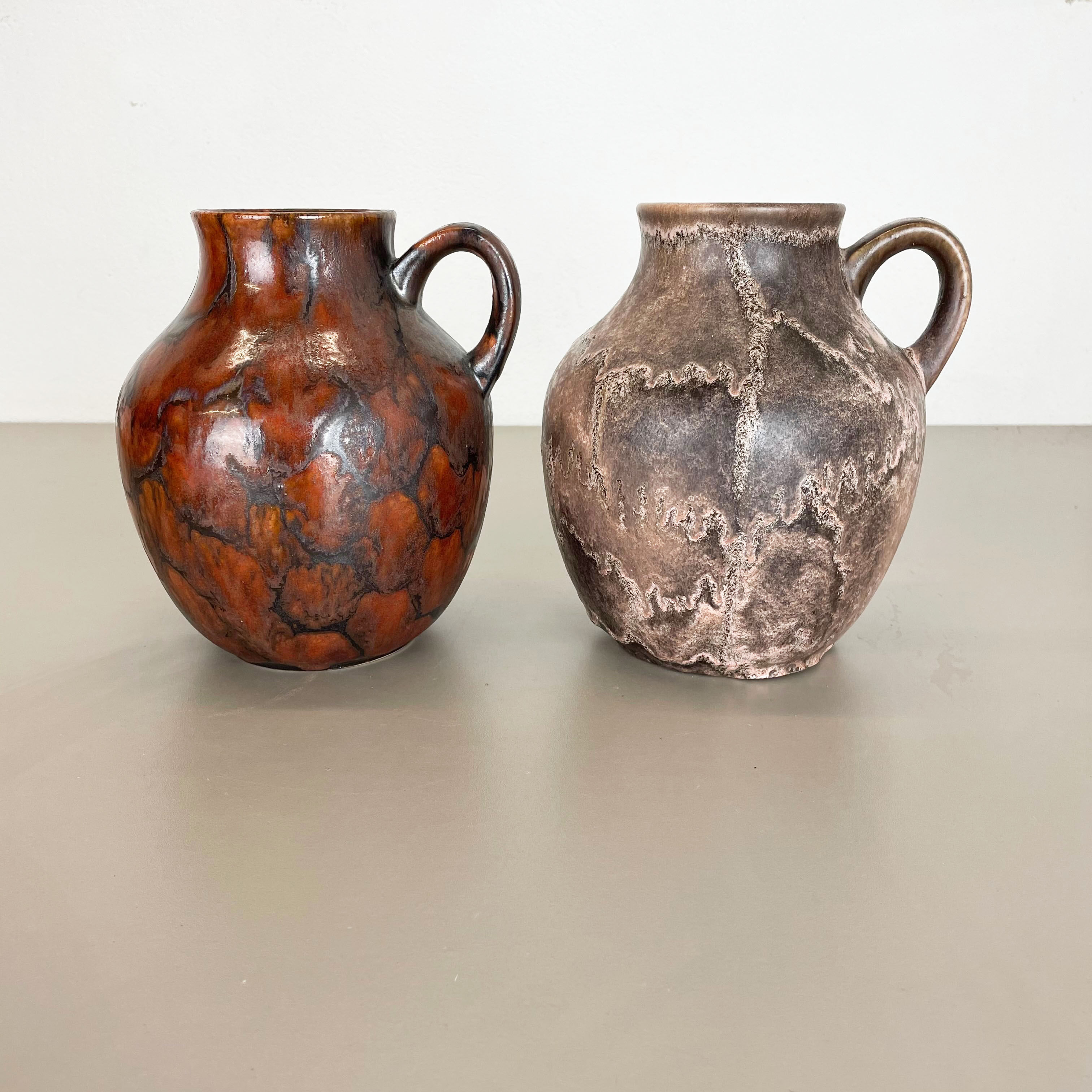 Set of 2 Pottery Vases Fat Lava Abstract Designed by Ruscha, Germany, 1960s