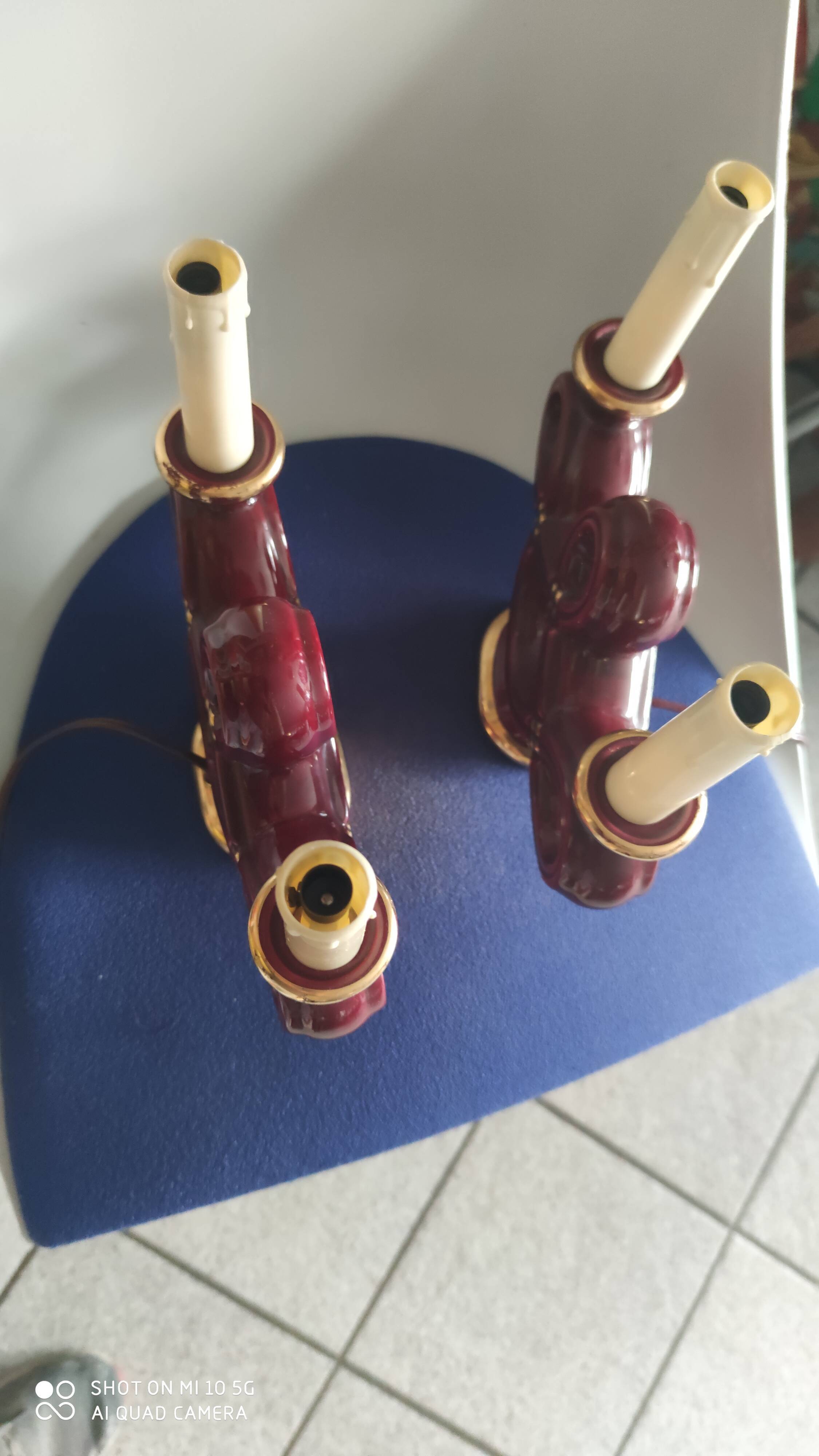 Pair of ceramic candelabra from Vallauris, circa 1950