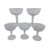 Set of 5 champagne cups engraved in crystal 40s-50s