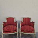 Pair of Louis XVI style bergère armchairs, antique.