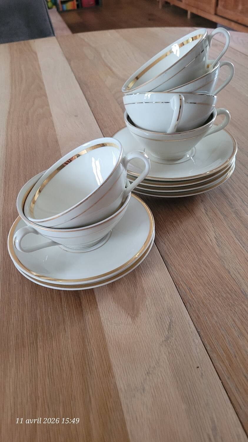 6 vintage Baudour Cerabel cups and saucers