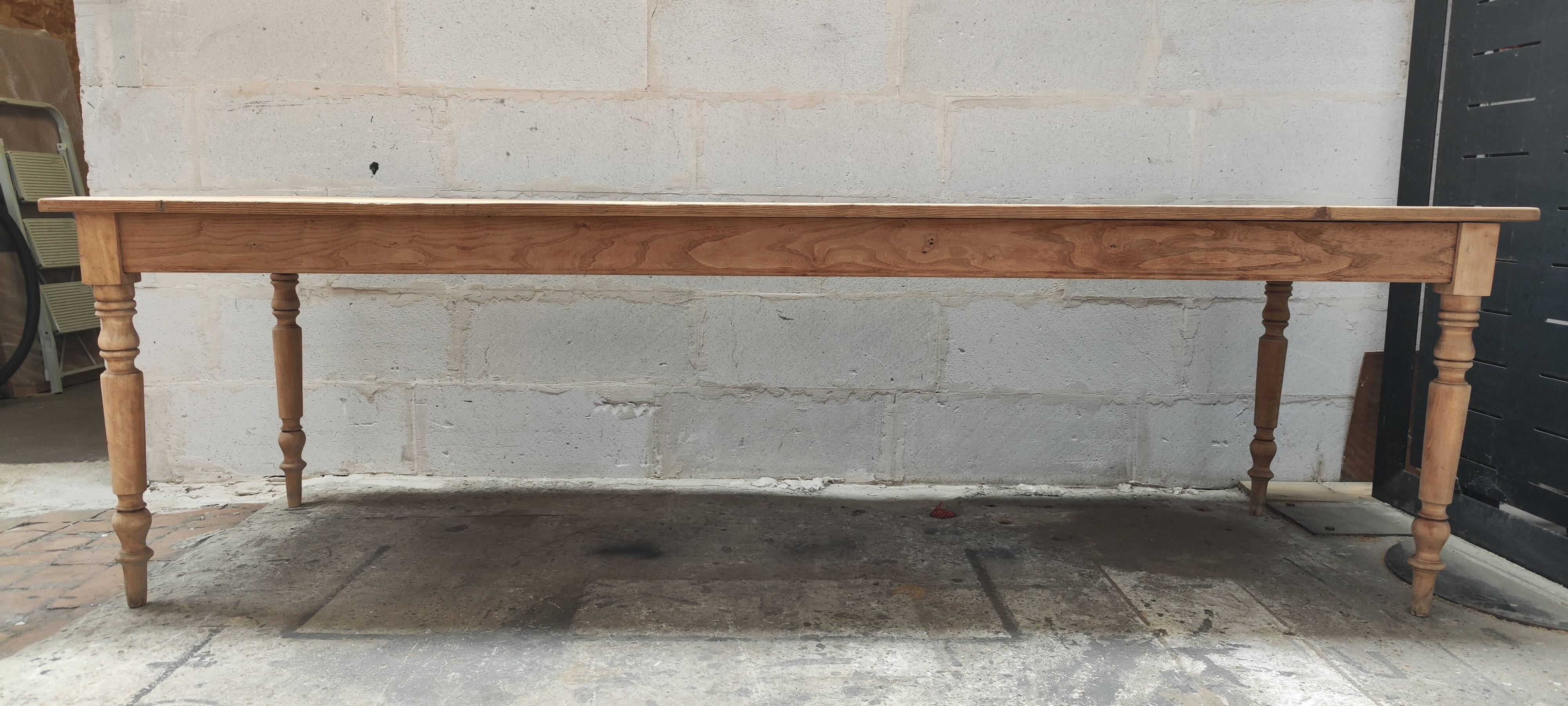 Old large raw wood farm table