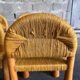 4 chaises Toscanolla en osier et pin massif par alessandro becchi pour giovanetti - italy - 1970
