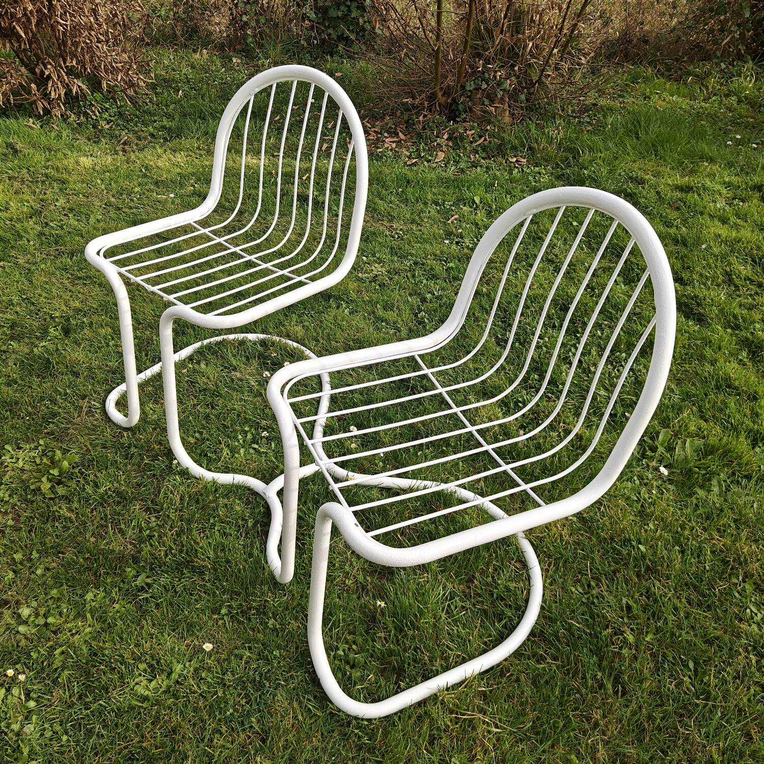 70s tubular garden bench