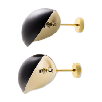Paire d'appliques italiennes coquille noir