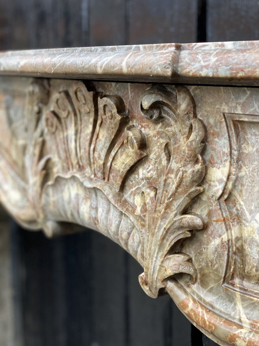 Early 19th century Louis XV style fireplace in grey Ardennes marble